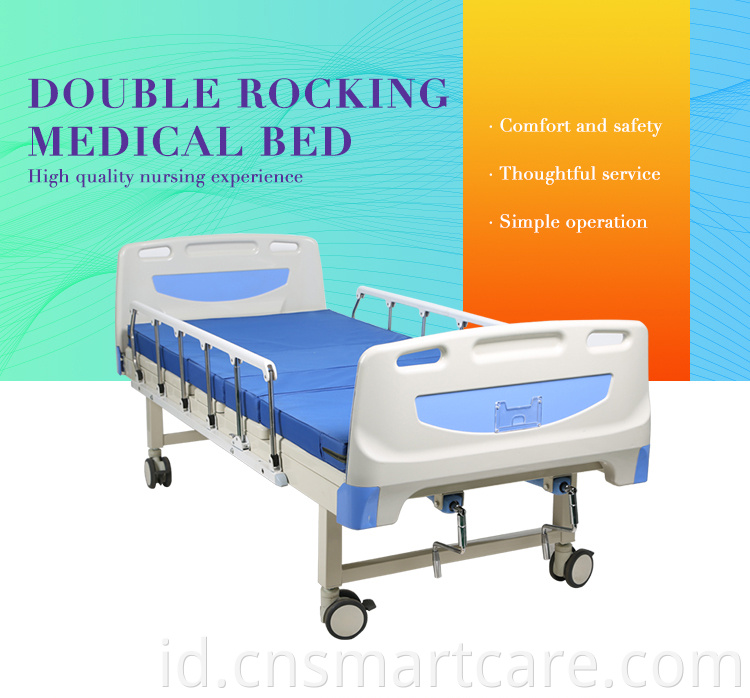 Harga murah dua engkol manual tempat tidur rumah sakit pasien medis